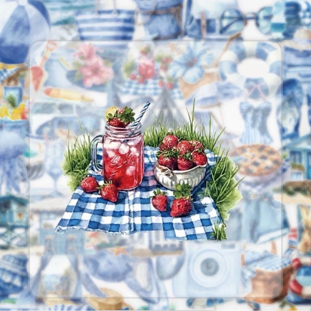 (50) Blue Summer-Themed Stickers